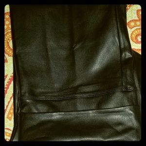 Faux High Waist Leather Pants